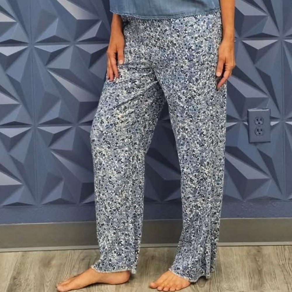 Linen floral track pants with pockets